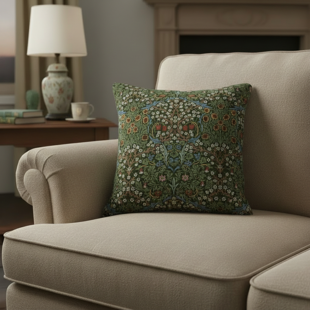 William Morris Blackthorne Floral Forest Cushion Cover