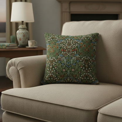 William Morris Blackthorne Floral Forest Cushion Cover