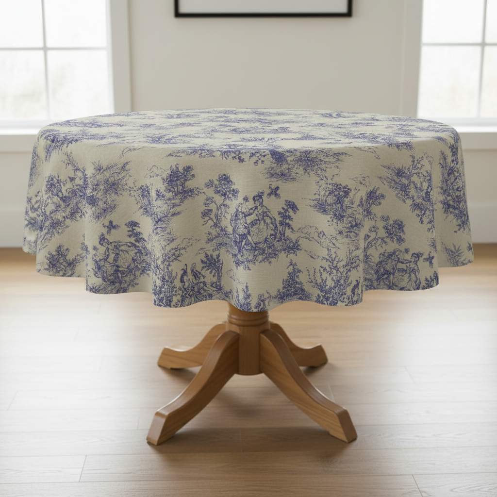 Toile de Jouy Vintage French Blue Tablecloth