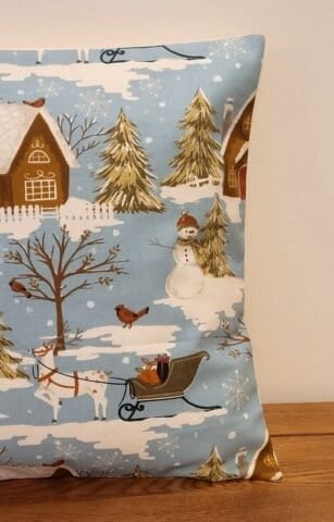 Christmas Cushion Cover , Blue Santa Sleigh Pillow Cover , Robin Pillow Cover 10" 12" 14" 16" 17" 18" 20" 22" 24" 26" - CushionCoverAndDecor