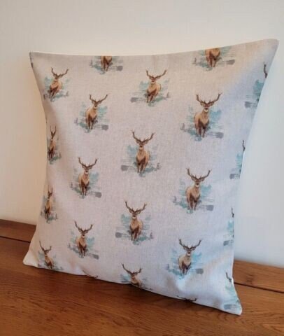 Christmas Cushion Cover , Highland Stag Pillow cover , Stag Pillow , Linen Look Cushion Cover UK 10" 12" 14" 16" 17" 18" 20" 22" 24" 26" - CushionCoverAndDecor