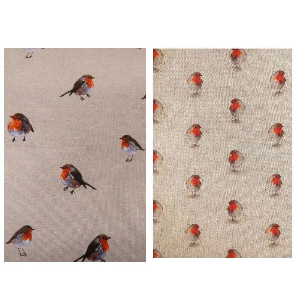 Christmas Robin Napkins , Robin Napkins , Xmas Festive Napkins , Red Robin Napkins , Xmas Festive Linen Look Napkins - CushionCoverAndDecor