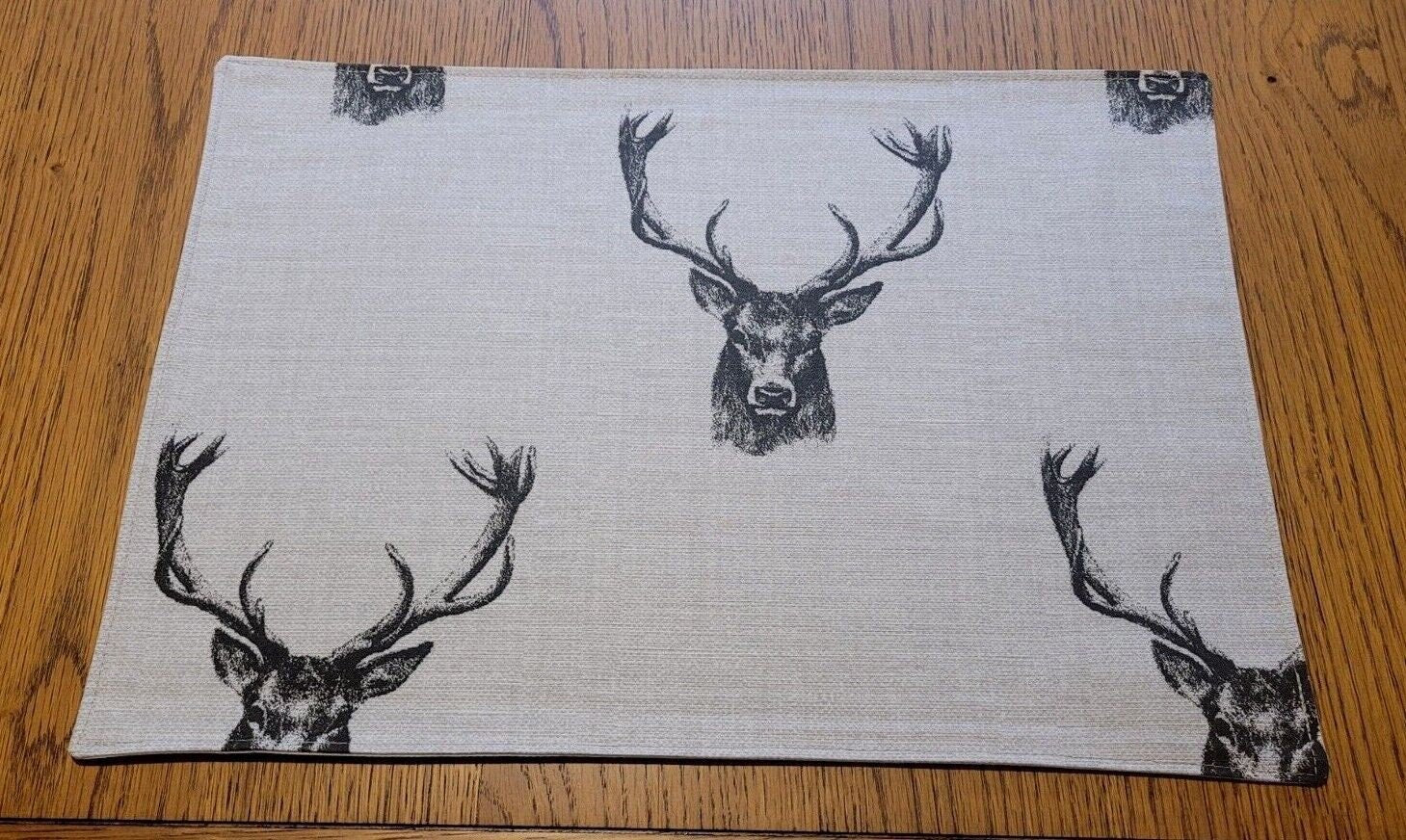 Christmas Stag Fabric Placemats , Stags Placemats , Wildlife Placemats 100% Cotton Handmade - CushionCoverAndDecor