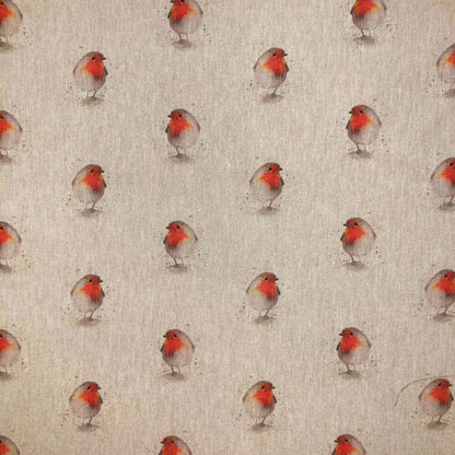 Christmas Tablecloth Linen Red Beige Robin Bird Design 100% Cotton Handmade - CushionCoverAndDecor