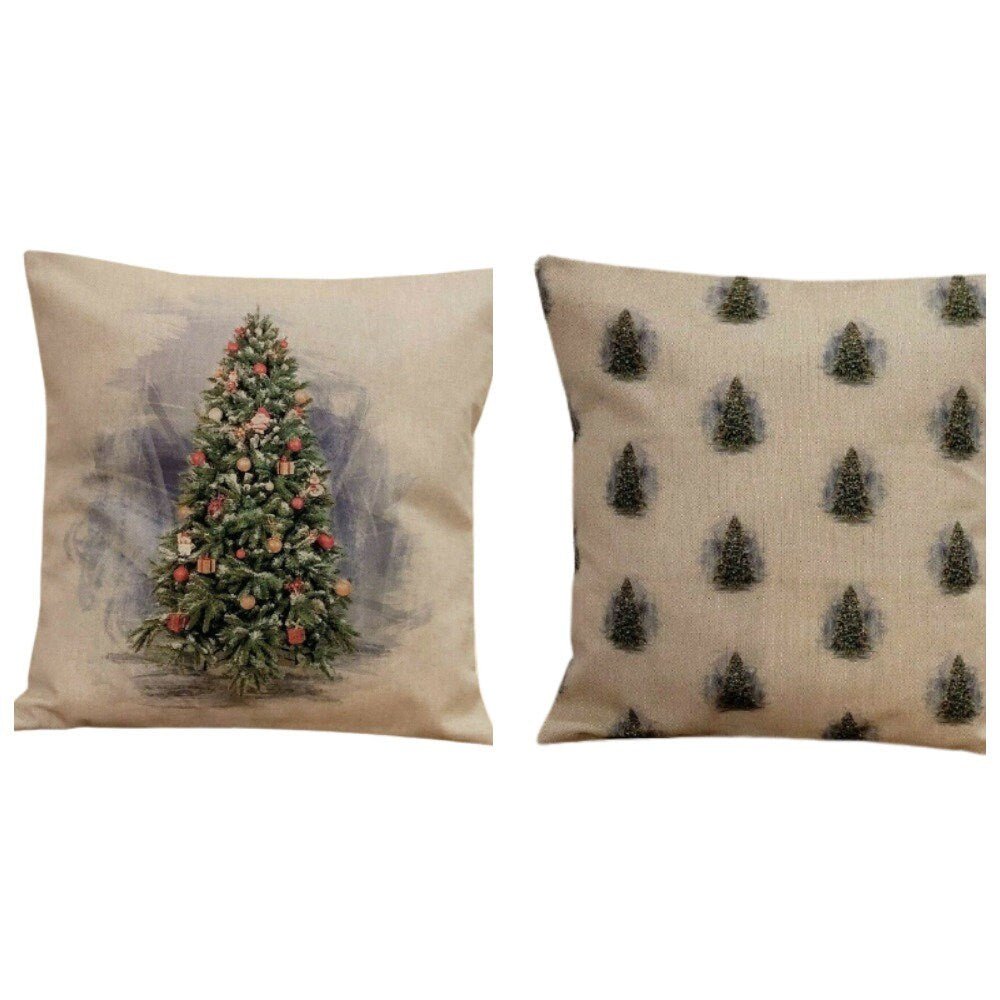 Christmas Tree Cushion Cover , Natural Beige Pillow cover , Pillow Sham 10" 12" 14" 16" 17" 18" 20" 22" 24" 26" - CushionCoverAndDecor