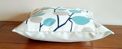 Cushion Cover 10" 12" 14" 16" 17" 18" 20" 22" 24" 26" Clarke & Clarke Nissa Mineral Blue Beige Leaves Design Handmade 100% Cotton - CushionCoverAndDecor