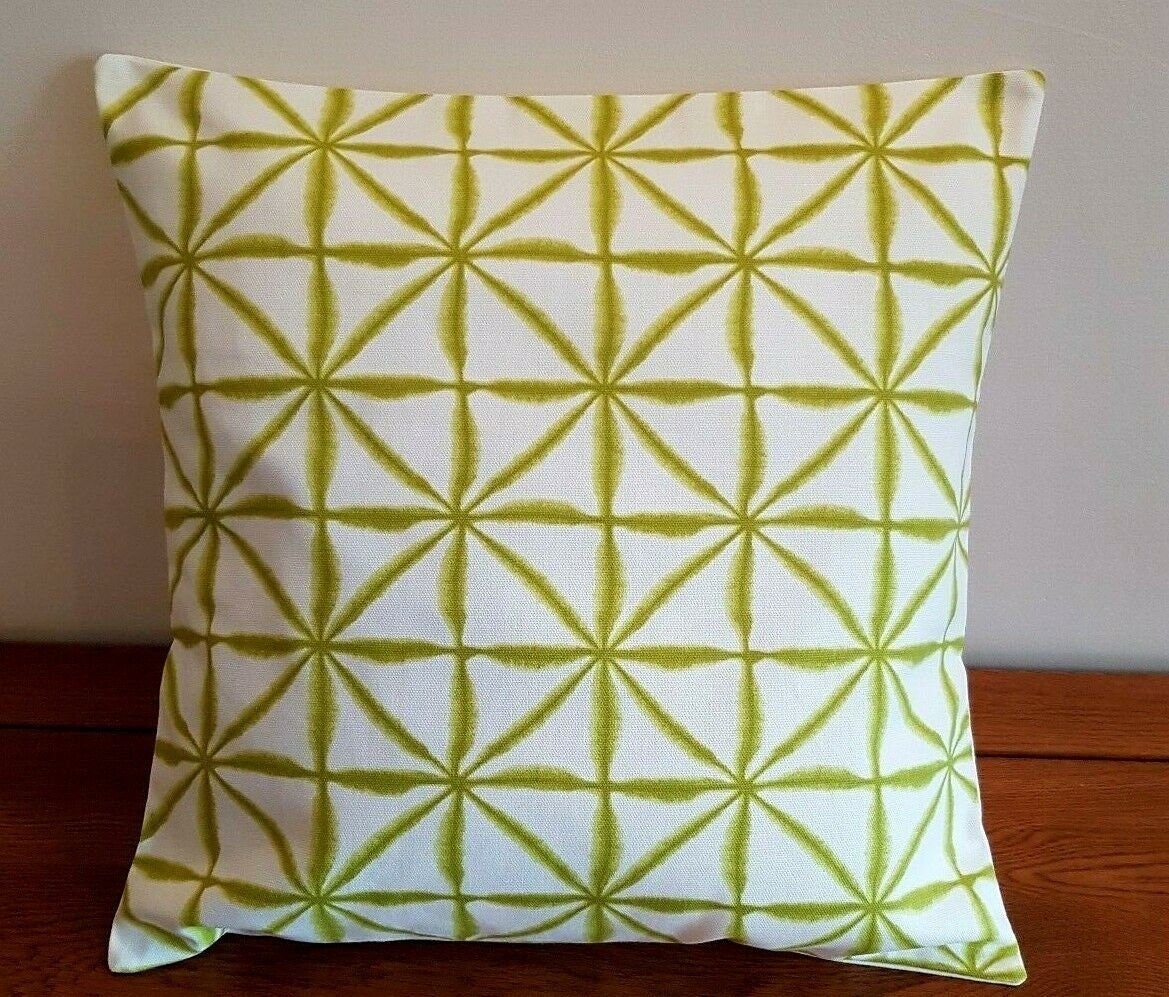 Cushion Cover 10" 12" 14" 16" 17" 18" 20" 22" 24" 26" Clarke & Clarke Nusa Citrus Green Lime Abstract Geometric Design Handmade 100% Cotton - CushionCoverAndDecor