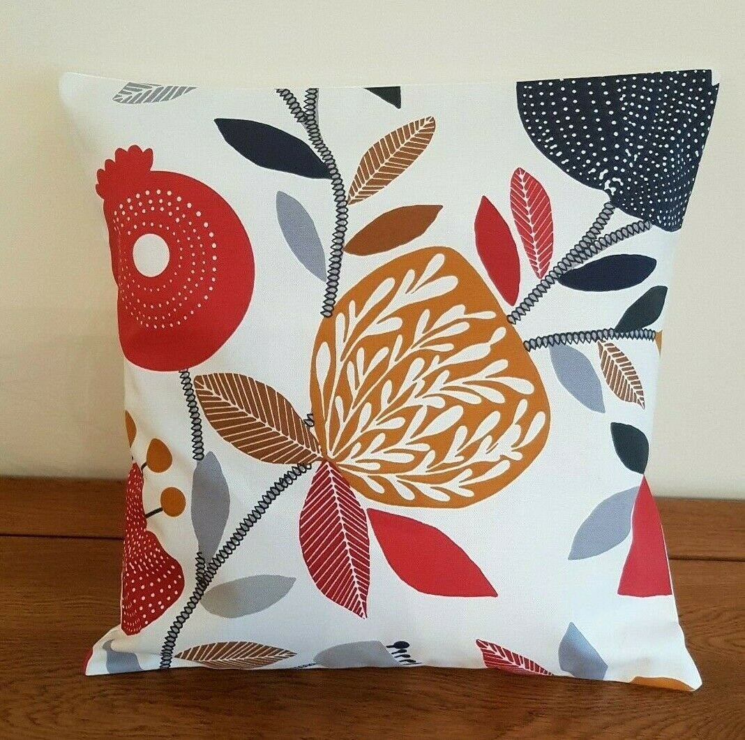 Cushion Cover 10" 12" 14" 16" 17" 18" 20" 22" 24" 26" iLiv Scarlet Red Pomegranate Trail Design Handmade 100% Cotton - CushionCoverAndDecor