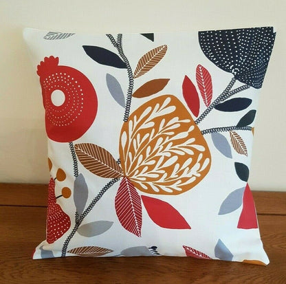 Cushion Cover 10" 12" 14" 16" 17" 18" 20" 22" 24" 26" iLiv Scarlet Red Pomegranate Trail Design Handmade 100% Cotton - CushionCoverAndDecor