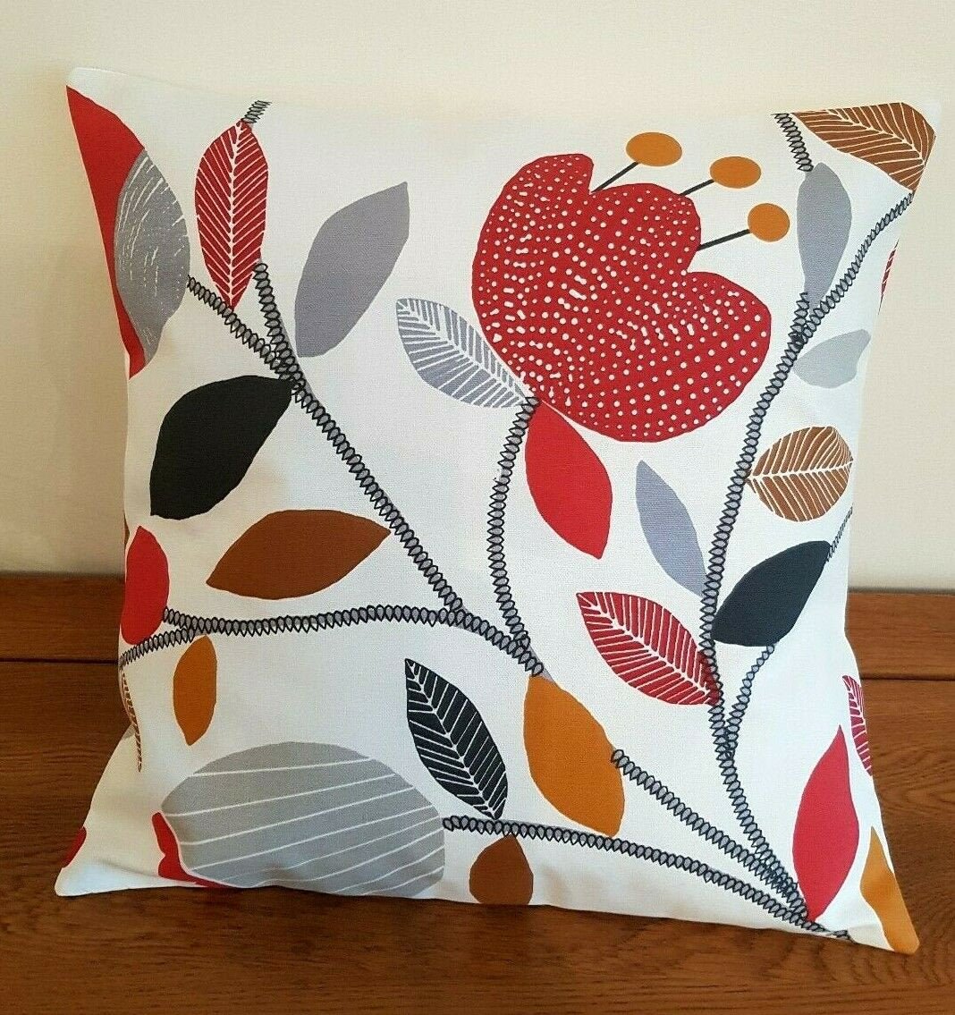 Cushion Cover 10" 12" 14" 16" 17" 18" 20" 22" 24" 26" iLiv Scarlet Red Pomegranate Trail Design Handmade 100% Cotton - CushionCoverAndDecor