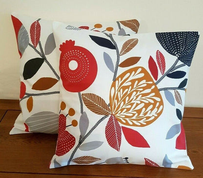 Cushion Cover 10" 12" 14" 16" 17" 18" 20" 22" 24" 26" iLiv Scarlet Red Pomegranate Trail Design Handmade 100% Cotton - CushionCoverAndDecor