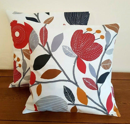 Cushion Cover 10" 12" 14" 16" 17" 18" 20" 22" 24" 26" iLiv Scarlet Red Pomegranate Trail Design Handmade 100% Cotton - CushionCoverAndDecor