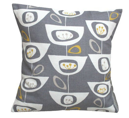 Cushion Cover 10" 12" 14" 16" 17" 18" 20" 22" 24" 26" John Lewis Seedheads Grey Yellow Design 100% Cotton Handmade - CushionCoverAndDecor