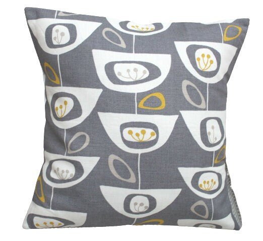 Cushion Cover 10" 12" 14" 16" 17" 18" 20" 22" 24" 26" John Lewis Seedheads Grey Yellow Design 100% Cotton Handmade - CushionCoverAndDecor