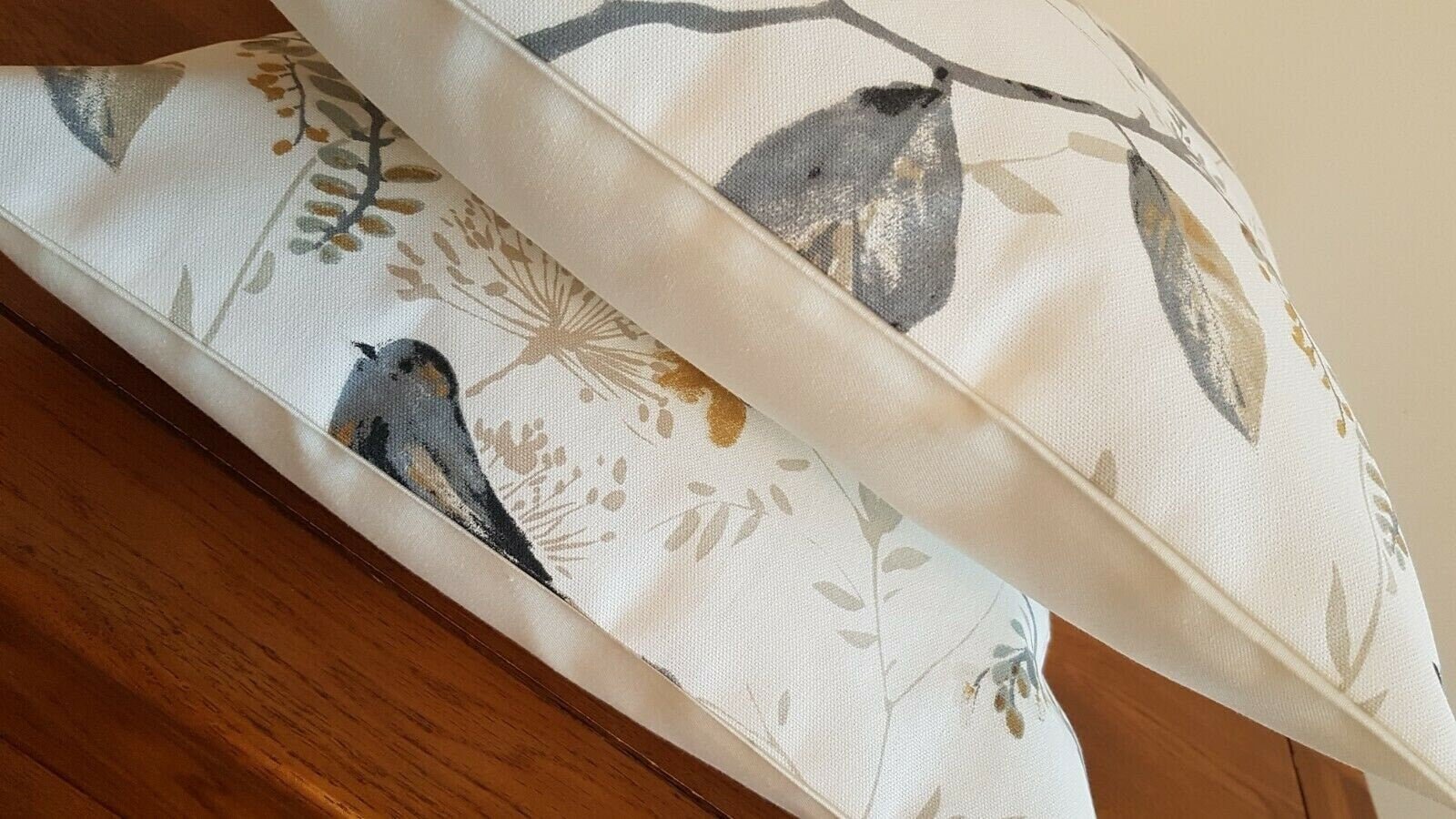 Cushion Cover 10" 12" 14" 16" 17" 18" 20" 22" 24" 26" Prestigious Textiles Beige Yellow Grey Bird Design 100% Cotton Handmade - CushionCoverAndDecor