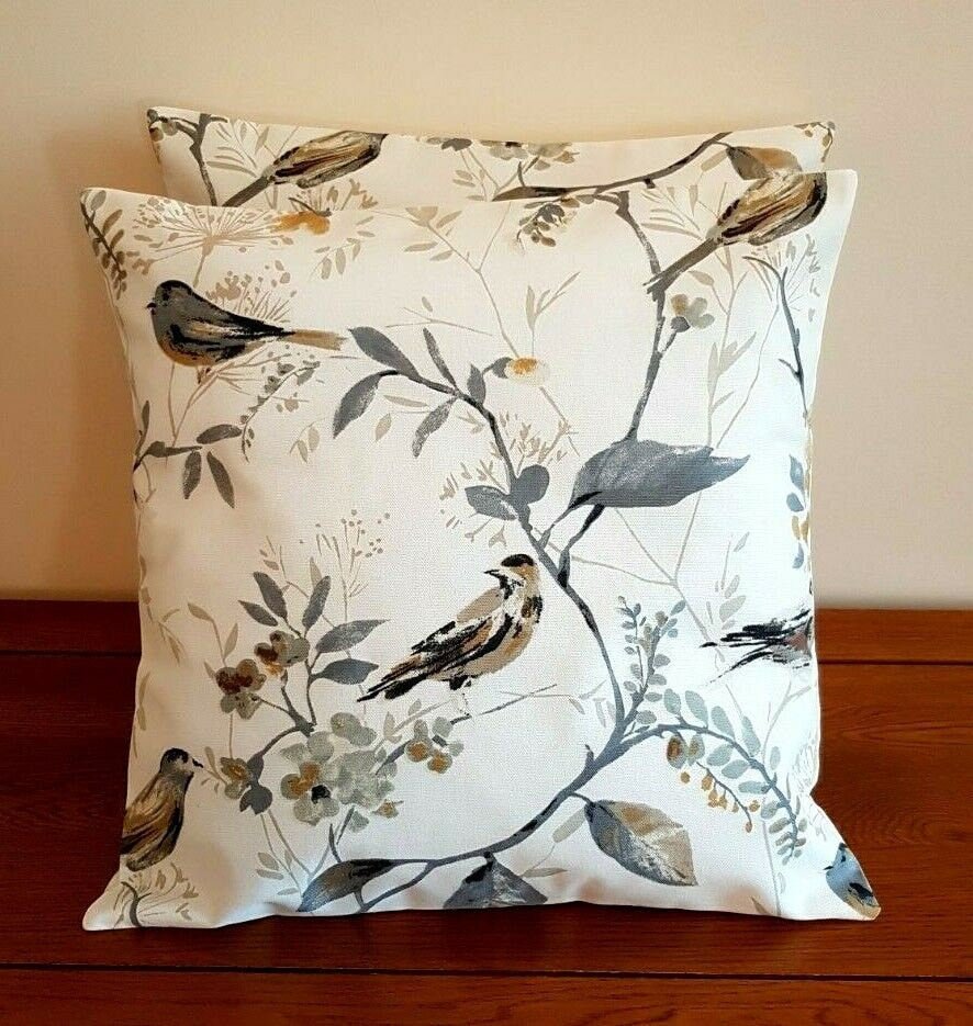 Cushion Cover 10" 12" 14" 16" 17" 18" 20" 22" 24" 26" Prestigious Textiles Beige Yellow Grey Bird Design 100% Cotton Handmade - CushionCoverAndDecor