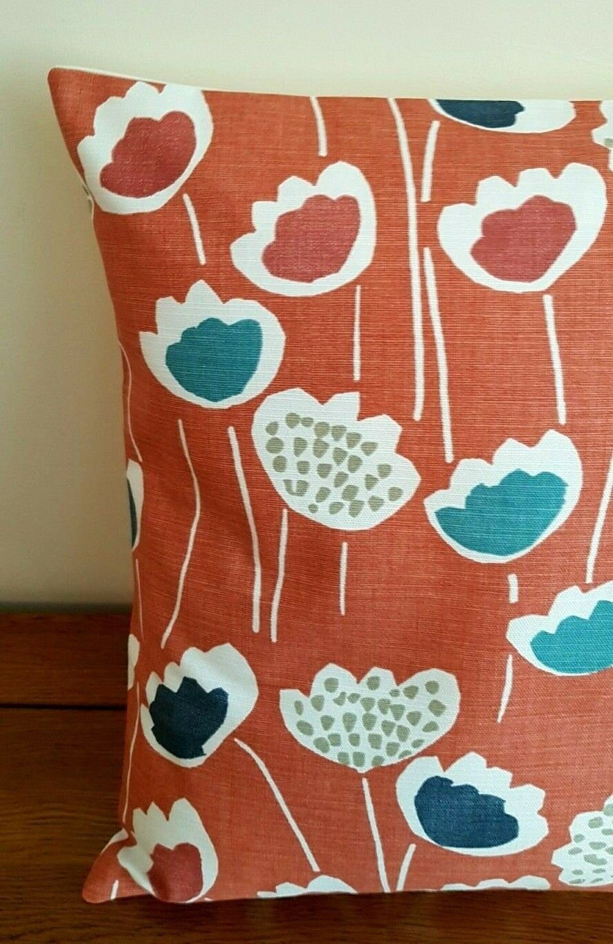 Cushion Cover 10" 12" 14" 16" 17" 18" 20" 22" 24" 26" Prestigious Textiles Clara Coral Reef Blue Floral Design Handmade 100% Cotton - CushionCoverAndDecor