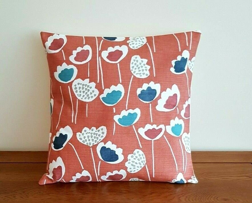 Cushion Cover 10" 12" 14" 16" 17" 18" 20" 22" 24" 26" Prestigious Textiles Clara Coral Reef Blue Floral Design Handmade 100% Cotton - CushionCoverAndDecor