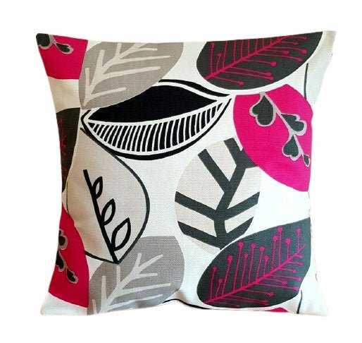 Cushion Cover 10" 12" 14" 16" 17" 18" 20" 22" 24" Studio G Malena Fuchsia Pink Leaf Design Handmade 100% Cotton - CushionCoverAndDecor