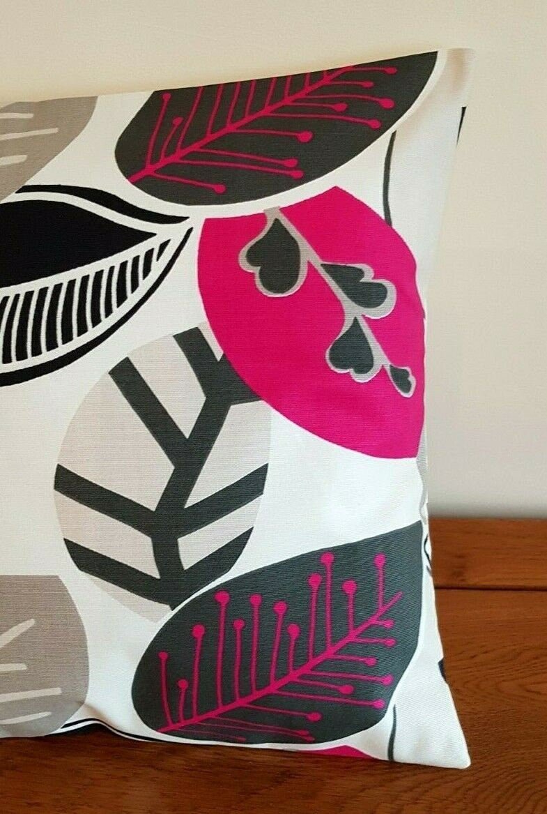 Cushion Cover 10" 12" 14" 16" 17" 18" 20" 22" 24" Studio G Malena Fuchsia Pink Leaf Design Handmade 100% Cotton - CushionCoverAndDecor