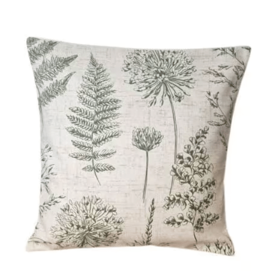 Cushion Cover Chervil Fern Wildflowers Green - CushionCoverAndDecor