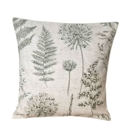 Cushion Cover Chervil Fern Wildflowers Green - CushionCoverAndDecor