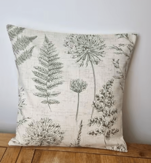 Cushion Cover Chervil Fern Wildflowers Green - CushionCoverAndDecor