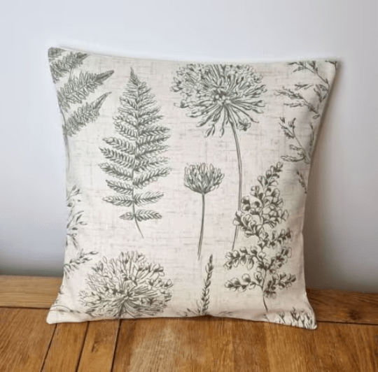 Cushion Cover Chervil Fern Wildflowers Green - CushionCoverAndDecor