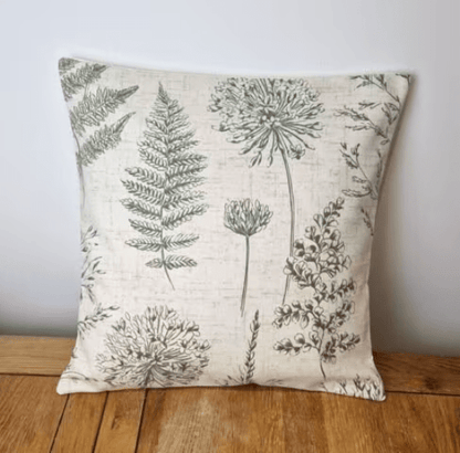 Cushion Cover Chervil Fern Wildflowers Green - CushionCoverAndDecor