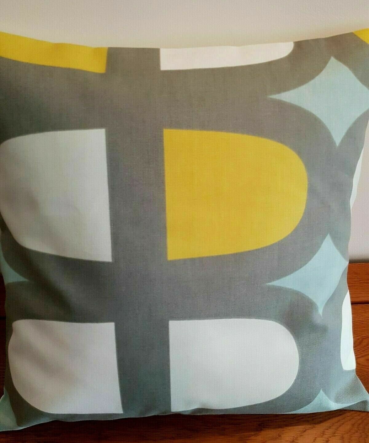 Cushion Cover Duck Egg Blue Yellow Grey Geometric , Geometric Pillow Cover 10" 12" 14" 16" 17" 18" 20" 22" 24" 26" Handmade 100% Cotton - CushionCoverAndDecor