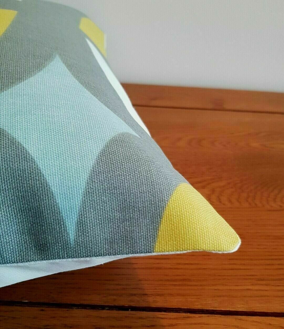 Cushion Cover Duck Egg Blue Yellow Grey Geometric , Geometric Pillow Cover 10" 12" 14" 16" 17" 18" 20" 22" 24" 26" Handmade 100% Cotton - CushionCoverAndDecor