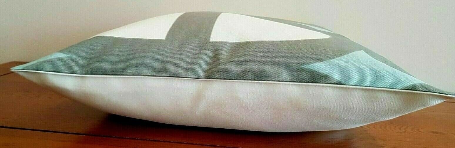 Cushion Cover Duck Egg Blue Yellow Grey Geometric , Geometric Pillow Cover 10" 12" 14" 16" 17" 18" 20" 22" 24" 26" Handmade 100% Cotton - CushionCoverAndDecor