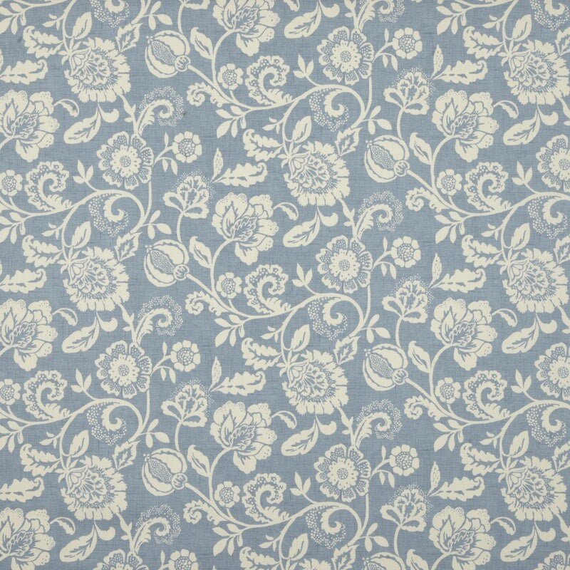 Cushion Cover Eliza Tapestry Flowers , Chambray Blue Pillow Cover , Floral Cushion 12" 14" 16" 17" 18" 20" 22" 24" 26" Handmade 100% Cotton - CushionCoverAndDecor