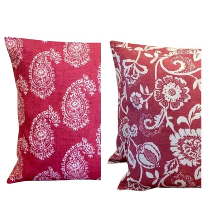 Cushion Cover Eliza Tapestry Flowers Red Raspberry Design 10" 12" 14" 16" 17" 18" 20" 22" 24" 26" Handmade 100% Cotton - CushionCoverAndDecor