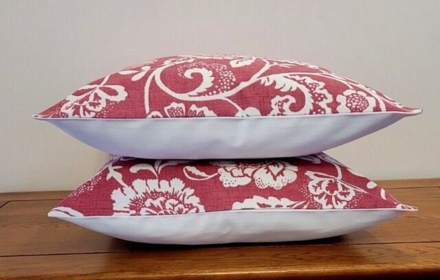 Cushion Cover Eliza Tapestry Flowers Red Raspberry Design 10" 12" 14" 16" 17" 18" 20" 22" 24" 26" Handmade 100% Cotton - CushionCoverAndDecor