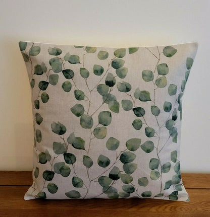 Cushion Cover Eucalyptus Beige Green Tree Leaf Linen Cotton Design 10" 12" 14" 16" 17" 18" 20" 22" 24" 26" Handmade - CushionCoverAndDecor