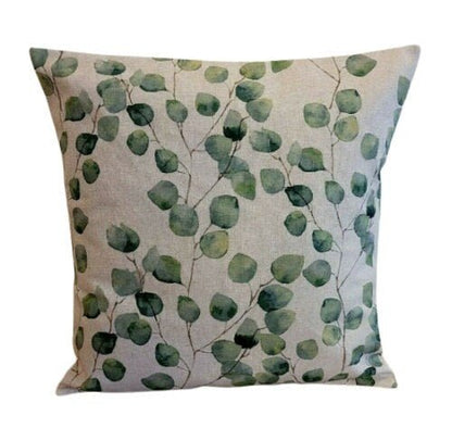 Cushion Cover Eucalyptus Beige Green Tree Leaf Linen Cotton Design 10" 12" 14" 16" 17" 18" 20" 22" 24" 26" Handmade - CushionCoverAndDecor