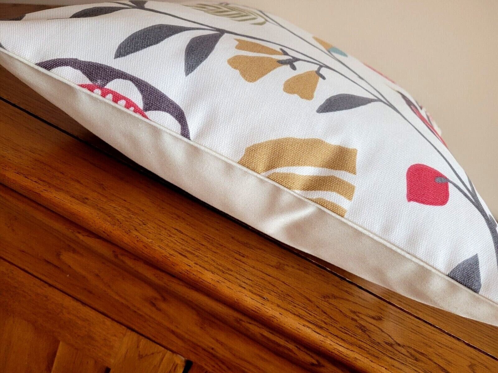 Cushion Cover Folki Pastel Pink Blue Bird Floral Design , Floral Pillow Cover 10" 12" 14" 16" 17" 18" 20" 22" 24" 26" 100% Cotton Handmade - CushionCoverAndDecor