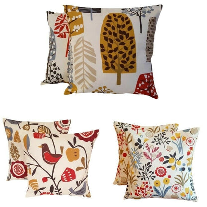 Cushion Cover Frida Indigo Cranberry Red Floral Leaf Design 10" 12" 14" 16" 17" 18" 20" 22" 24" 26" Clarke & Clarke Handmade 100% Cotton - CushionCoverAndDecor