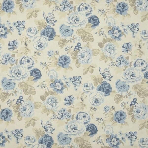 Cushion Cover Genevieve Blue Beige Chambray Floral Rose Desig 10" 12" 14" 16" 17" 18" 20" 22" 24" 26" Clarke & Clarke Handmade 100 % Cotton - CushionCoverAndDecor