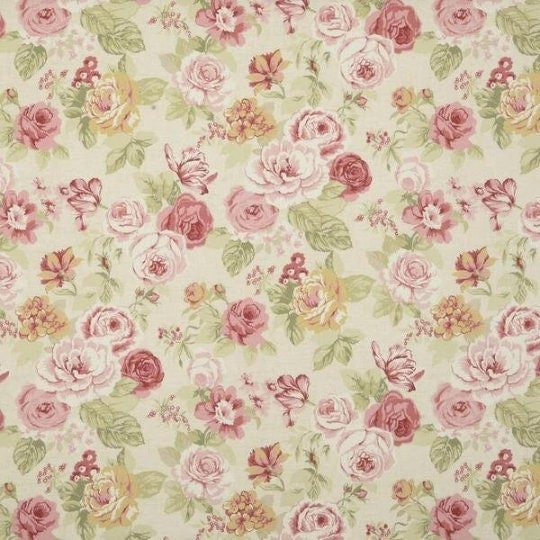 Cushion Cover Genevieve Old Rose Red Pink Floral Design 10" 12" 14" 16" 17" 18" 20" 22" 24" 26" Handmade 100 % Cotton - CushionCoverAndDecor