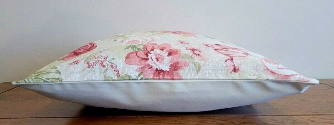 Cushion Cover Genevieve Old Rose Red Pink Floral Design 10" 12" 14" 16" 17" 18" 20" 22" 24" 26" Handmade 100 % Cotton - CushionCoverAndDecor