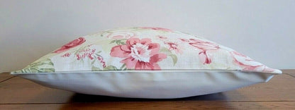 Cushion Cover Genevieve Old Rose Red Pink Floral Design 10" 12" 14" 16" 17" 18" 20" 22" 24" 26" Handmade 100 % Cotton - CushionCoverAndDecor