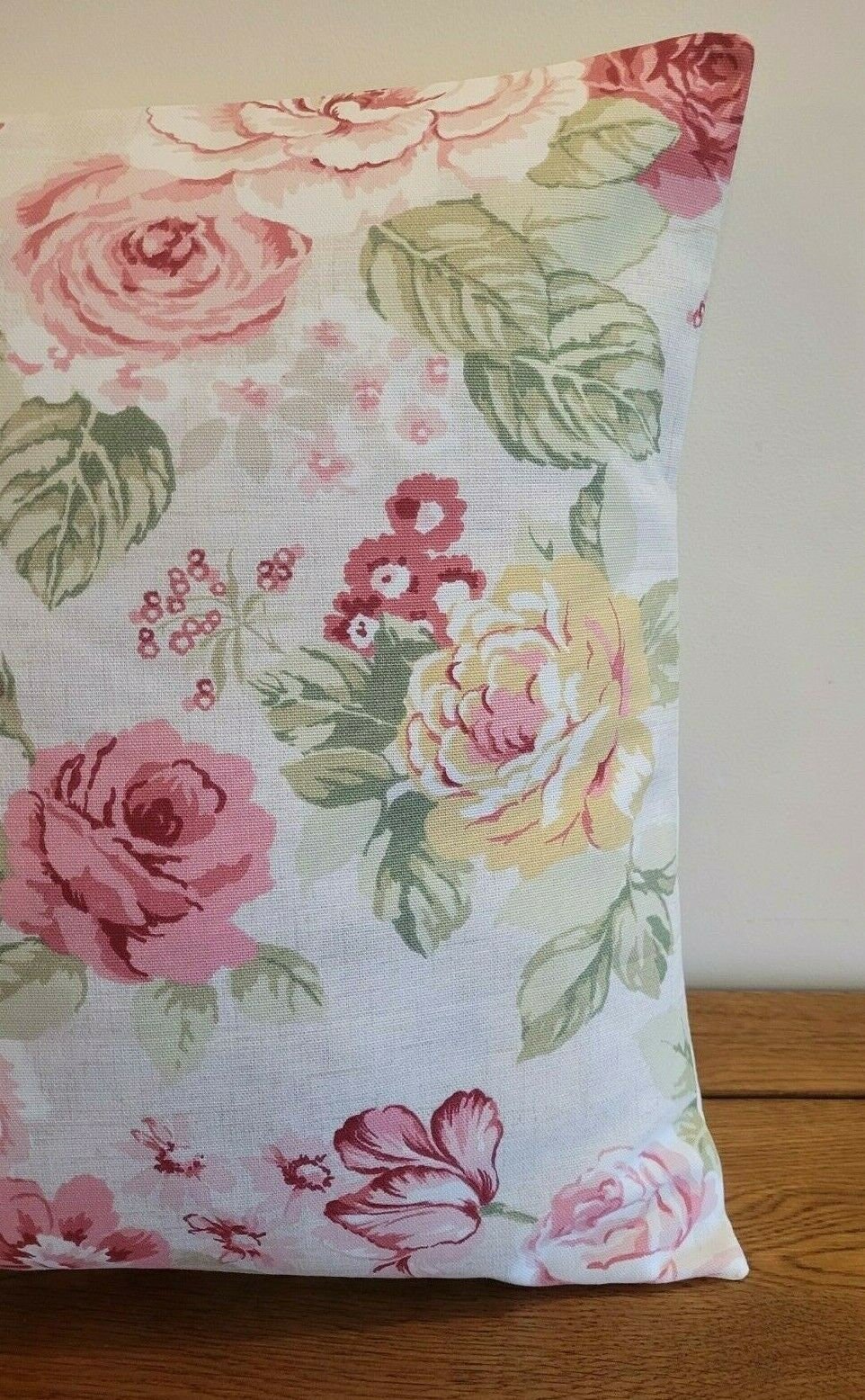 Cushion Cover Genevieve Old Rose Red Pink Floral Design 10" 12" 14" 16" 17" 18" 20" 22" 24" 26" Handmade 100 % Cotton - CushionCoverAndDecor