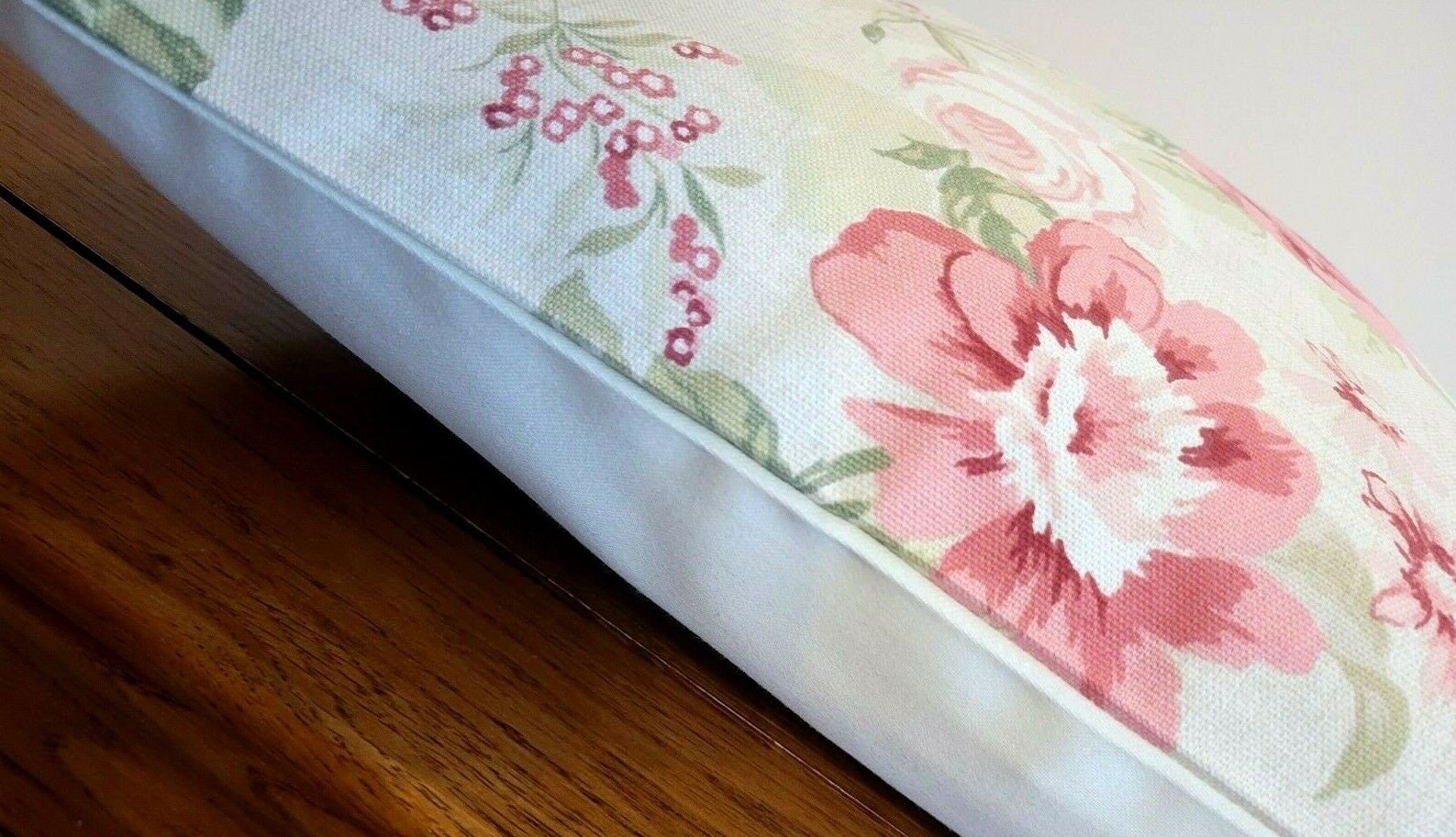 Cushion Cover Genevieve Old Rose Red Pink Floral Design 10" 12" 14" 16" 17" 18" 20" 22" 24" 26" Handmade 100 % Cotton - CushionCoverAndDecor