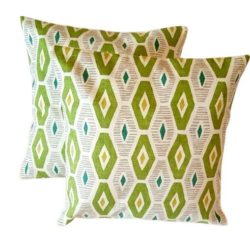 Cushion Cover Geometric Green Cactus Design , Green Pillow Cover 10" 12" 14" 16" 17" 18" 20" 22" 24" 26" Handmade 100% Cotton - CushionCoverAndDecor