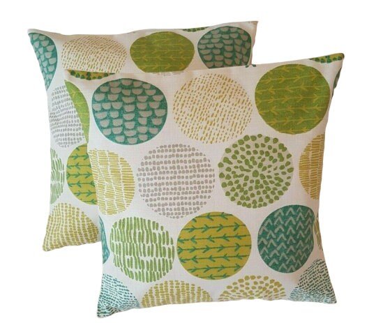 Cushion Cover Green Cactus Lime Circle Design 10" 12" 14" 16" 17" 18" 20" 22" 24" Handmade 100% Cotton - CushionCoverAndDecor