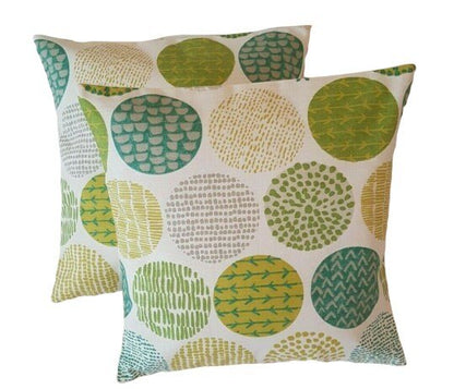 Cushion Cover Green Cactus Lime Circle Design 10" 12" 14" 16" 17" 18" 20" 22" 24" Handmade 100% Cotton - CushionCoverAndDecor
