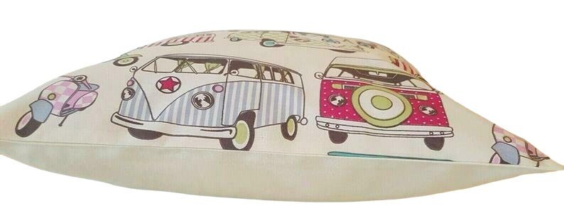 Cushion Cover Happy Camper Van Scooters Candy Design 10" 12" 14" 16" 17" 18" 20" 22" 24" 26" - CushionCoverAndDecor