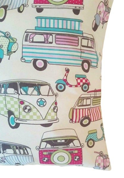 Cushion Cover Happy Camper Van Scooters Candy Design 10" 12" 14" 16" 17" 18" 20" 22" 24" 26" - CushionCoverAndDecor